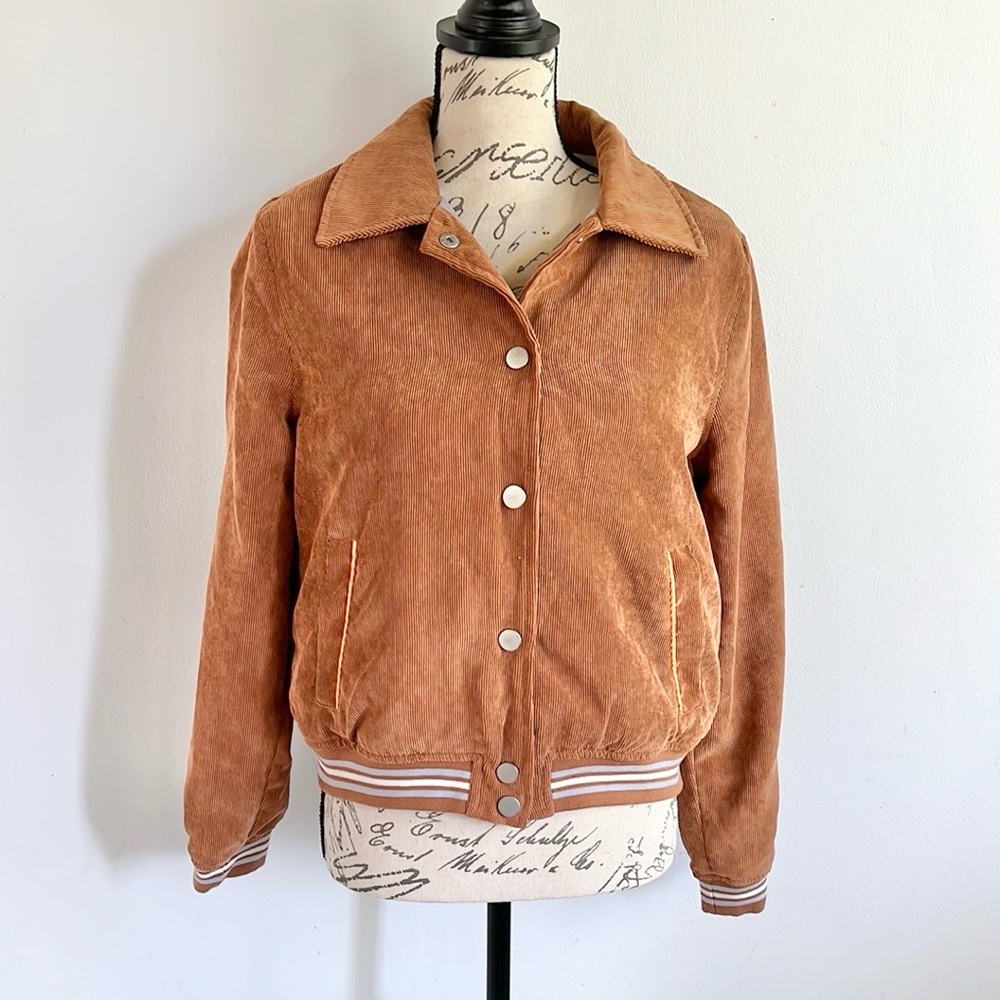 Reserve Fairfax Tan Corduroy Jacket Varsity style 
Size small